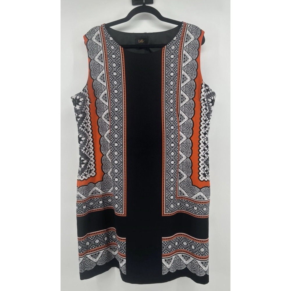Boho Geometric Shift Dress ILE Sz 18 Indie Folk Retro Festival Goth Chic Vibes
